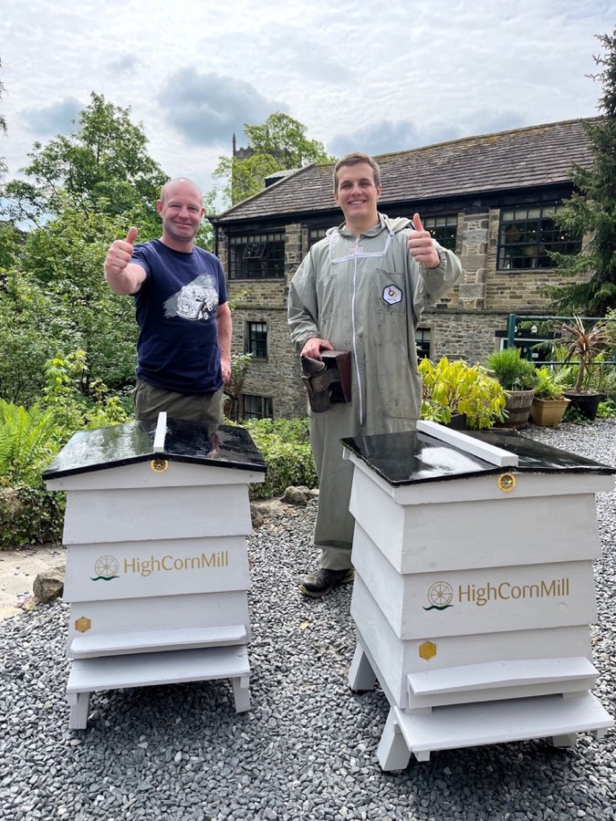 Beekeepers with the High Corn Mill hives